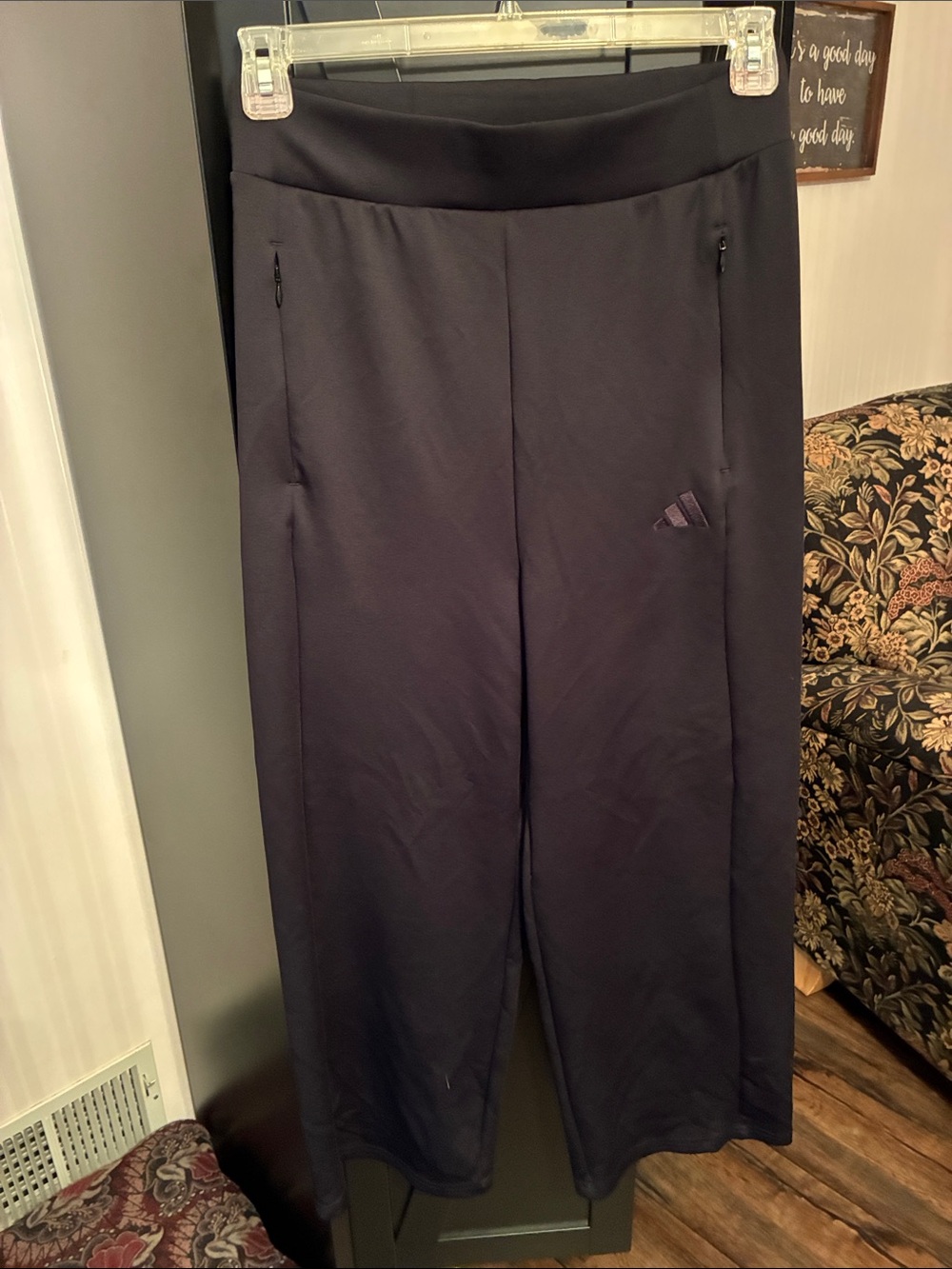adidas Black Wide-Leg Athletic Joggers